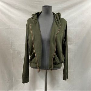 Abercrombie and Fitch Hoodie Sweater Sweatshirt Jacket Olive Green Zip Up L